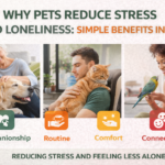 People bonding with pets showing why pets reduce stress and loneliness in 2026 through companionship and comfort