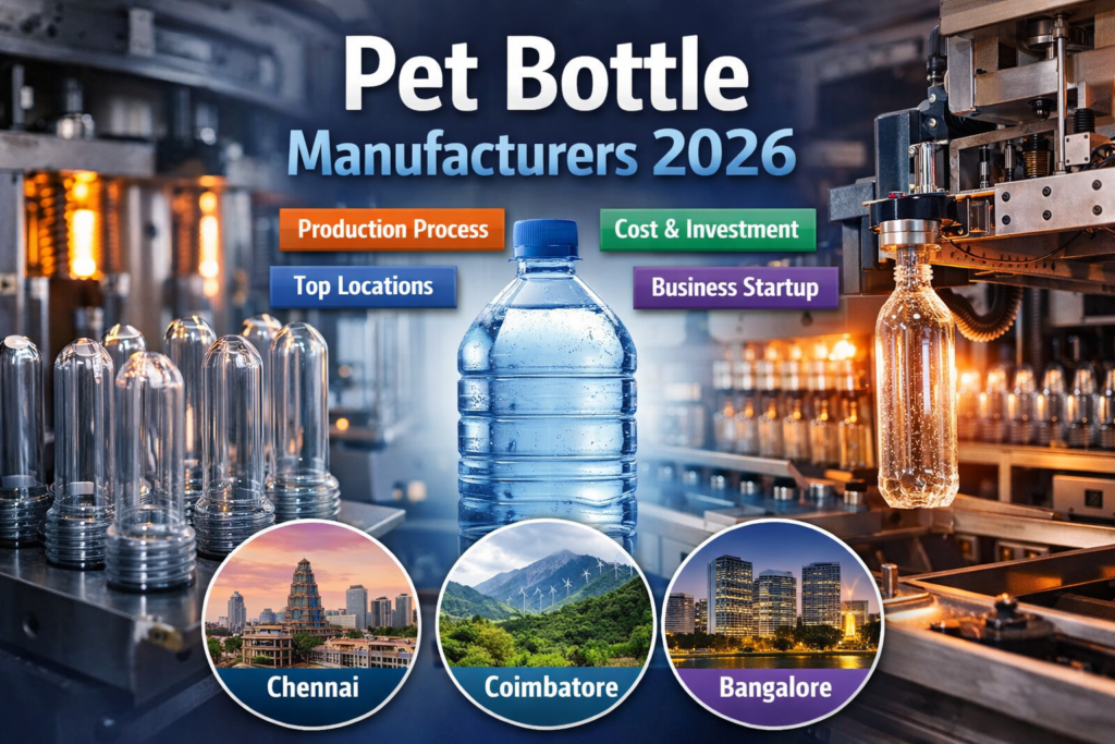 Pet bottle manufacturers 2026 showing PET bottle production process and manufacturing machine in India