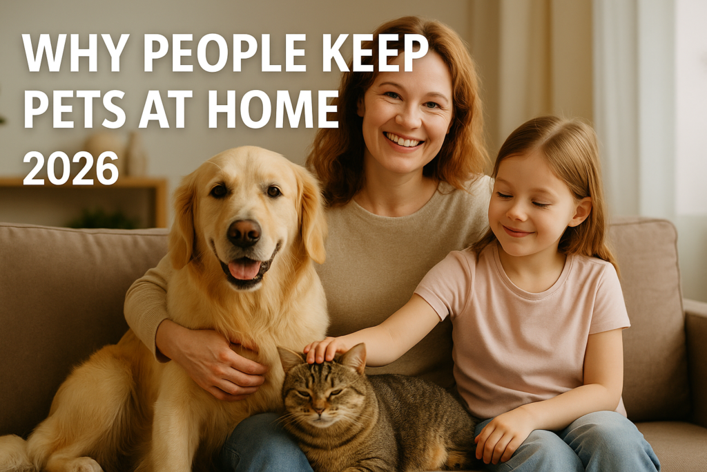 People relaxing at home with their pets, showing why people keep pets at home for companionship and comfort