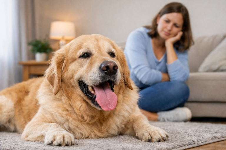 Dog panting heavily while resting indoors, common causes explained